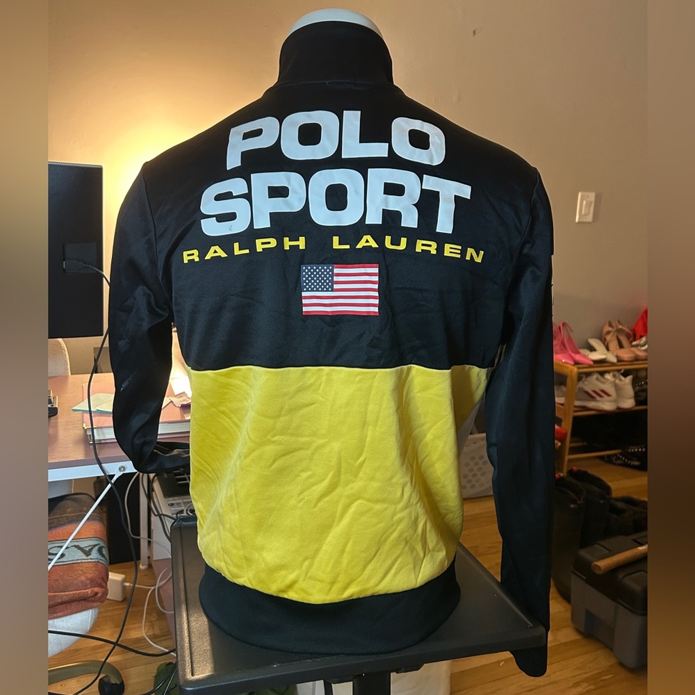 Vintage 1990s Y2K Yellow Color-block Fall Polo Sport Ralph Lauren Track Jacket M